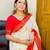 White red  silk blend jacuard work festival saree with unstitched blouse piece
