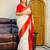 White red  silk blend jacuard work festival saree with unstitched blouse piece