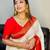 White red  silk blend jacuard work festival saree with unstitched blouse piece
