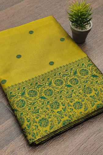 Light green silk blend jacuard work festival saree with unstitched blouse piece