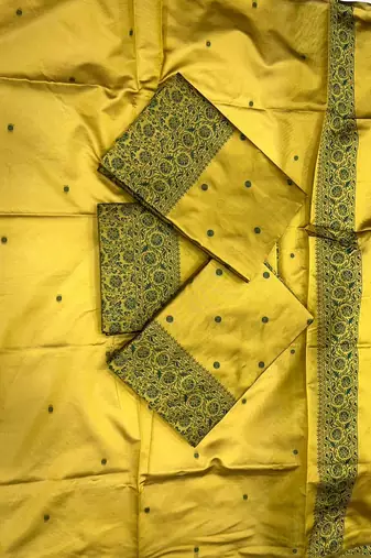 Light green silk blend jacuard work festival saree with unstitched blouse piece