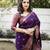 Purple silk blend jacuard work festival saree with unstitched blouse piece