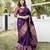 Purple silk blend jacuard work festival saree with unstitched blouse piece