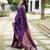 Purple silk blend jacuard work festival saree with unstitched blouse piece