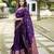 Purple silk blend jacuard work festival saree with unstitched blouse piece