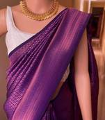 Wine silk blend jacuard work festival saree with unstitched blouse piece