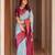 Turquoise purple silk blend jacuard work festival saree with unstitched blouse piece