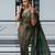 Green silk blend jacuard work festival saree with unstitched blouse piece