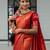 Red silk blend jacuard work festival saree with unstitched blouse piece