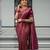 Wine silk blend jacuard work festival saree with unstitched blouse piece