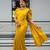 Yellow silk blend jacuard work festival saree with unstitched blouse piece