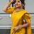 Yellow silk blend jacuard work festival saree with unstitched blouse piece