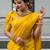 Yellow silk blend jacuard work festival saree with unstitched blouse piece