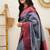 Grey wine silk blend jacuard work festival saree with unstitched blouse piece