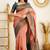 Peach green  silk blend jacuard work festival saree with unstitched blouse piece