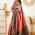 Peach green  silk blend jacuard work festival saree with unstitched blouse piece