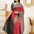 Red turquoise silk blend jacuard work festival saree with unstitched blouse piece