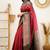 Red turquoise silk blend jacuard work festival saree with unstitched blouse piece