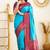 Sky blue wine silk blend jacuard work festival saree with unstitched blouse piece