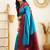 Sky blue wine silk blend jacuard work festival saree with unstitched blouse piece