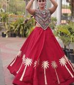 Roman Lehenga Choli Set With Kutchi Embroidery And Gota Work