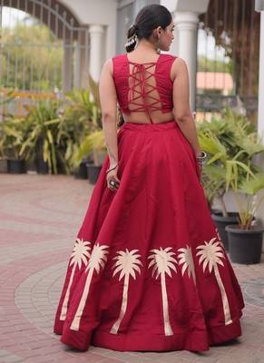 Roman Lehenga Choli Set With Kutchi Embroidery And Gota Work 4