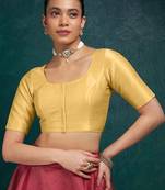Beige art silk plain elbow sleeves readymade stylish stitched blouse