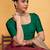 Darkgreen art silk plain elbow sleeves readymade stylish stitched blouse