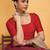 Red art silk plain elbow sleeves readymade stylish stitched blouse