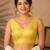 Yellow art silk stylish v-neck sleeveless plain stitched blouse for women