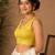 Yellow art silk stylish v-neck sleeveless plain stitched blouse for women