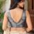 Grey art silk stylish v-neck sleeveless plain stitched blouse for women