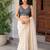 Grey art silk stylish v-neck sleeveless plain stitched blouse for women