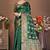 premium dark green banarasi silk blend wedding and party wear saree with blouse