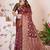 premium dark maroon banarasi silk blend wedding and party wear saree with blouse