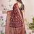 premium dark maroon banarasi silk blend wedding and party wear saree with blouse