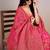 premium pink  banarasi silk blend wedding and party wear saree with blouse