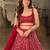 Red Net Embroidery Sequence work Lehenga Choli with Dupatta For Women 