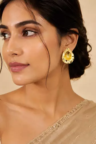 Flowing teardrop design gold plated drop earring for women and girls