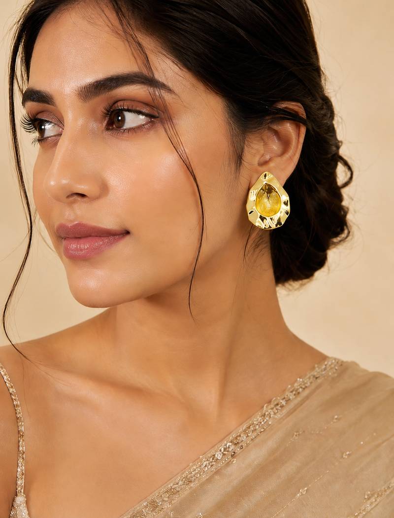 Flowing teardrop design gold plated drop earring for women and girls