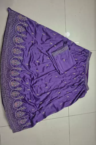 Light Purple Art Silk Embroidery Sequence work Lehenga Choli with Dupatta For Women 