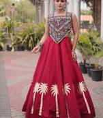 Roman Silk Lehenga Top Set With Pan Patti Gota And Mirror Lace