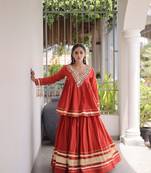 Kora Cotton Lehenga Choli Set With Zari And Mirror Lace Work