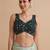 Bottle green embroidered silk blouse