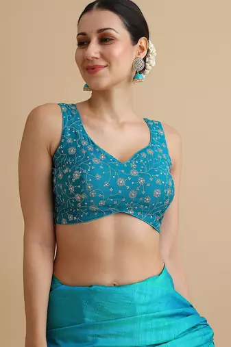 Rama embroidered silk blouse