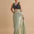 Bottle green embroidered silk blouse