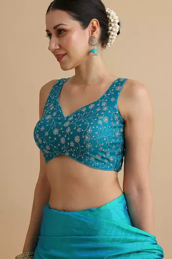 Rama embroidered silk blouse