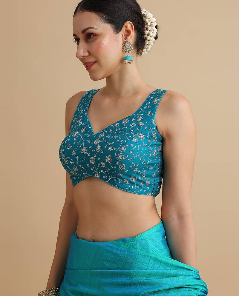 Rama embroidered silk blouse