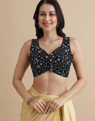 Black embroidered silk blouse 1