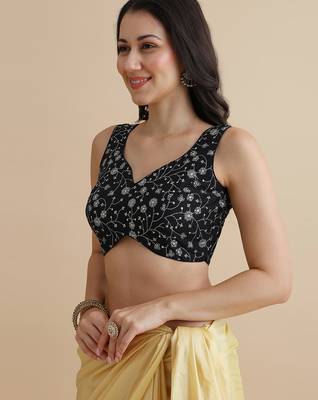 Black embroidered silk blouse 2